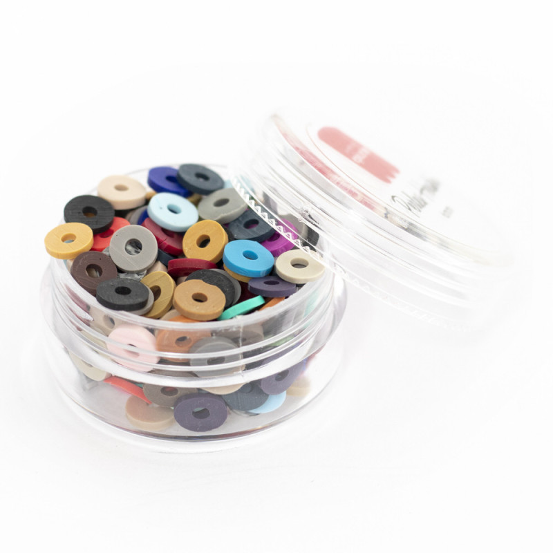 Boite de perles rondelles heishi 6 mm - mix de couleurs naturelles