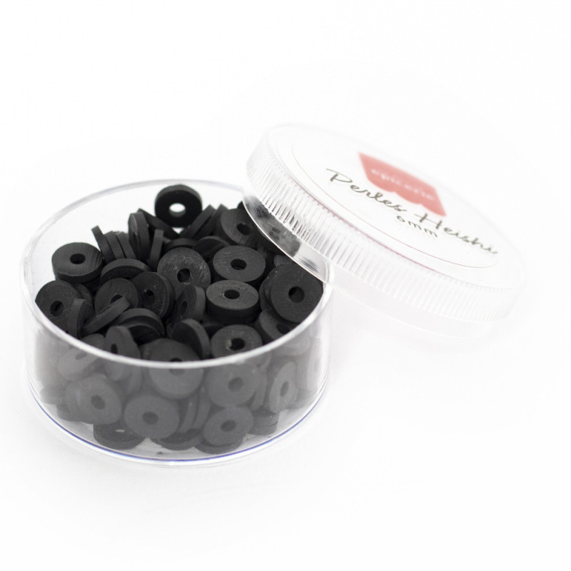 Boite de perles rondelles heishi 6 mm - noir