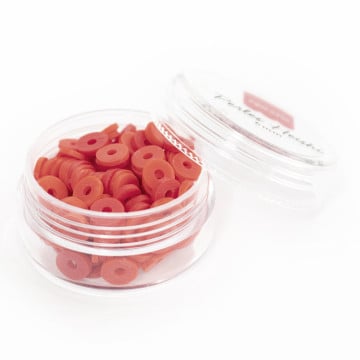 Boite de perles rondelles heishi 6 mm - rouge