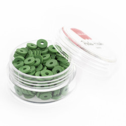 Boite de perles rondelles heishi 6 mm - vert végétal
