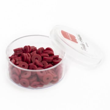 Boite de perles rondelles heishi 6 mm - rouge marsala