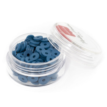 Boite de perles rondelles heishi 6 mm - bleu acier