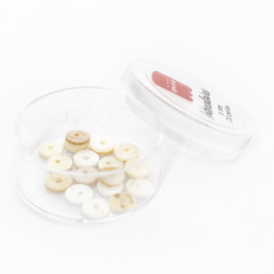 Boîte de 20 perles rondelles heishi en nacre véritable - 6 mm