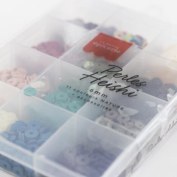 Boite de 11 couleurs NATURELLES de perles heishi 6 mm + accessoires