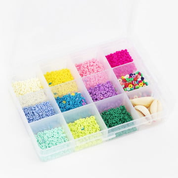 Boite de 11 couleurs POP de perles heishi 3 mm + accessoires