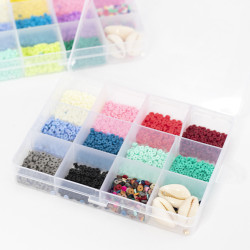Boite de 11 couleurs NATURELLES de perles heishi 3 mm + accessoires