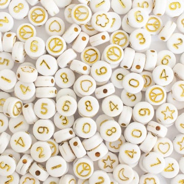 Pot perles lettres – Paillettes or