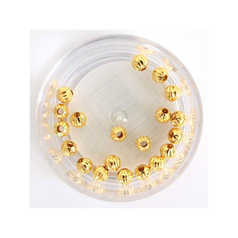 Lot de 20 perles heishi intercalaire - Boule dorée 4x4mm
