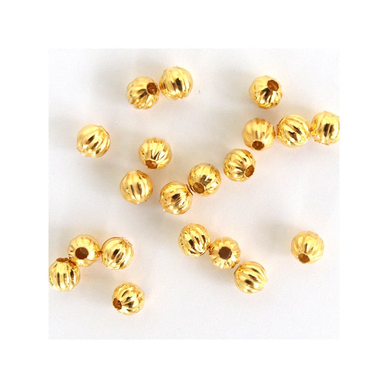 Lot de 20 perles heishi intercalaire - Boule dorée 4x4mm