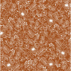 Tissu 20 m viscose – Fleurs des champs marron / laize de 140 cm