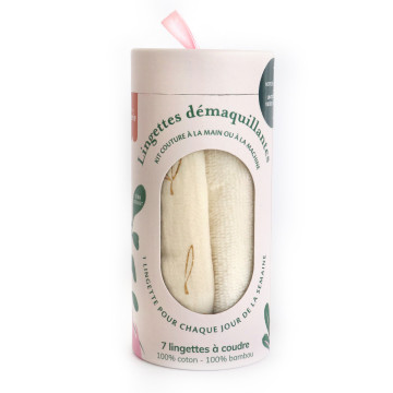 Kit couture - 7 lingettes démaquillantes à coudre - Nature