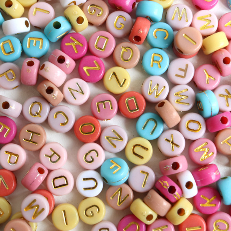 Pot perles lettres – couleurs chaudes