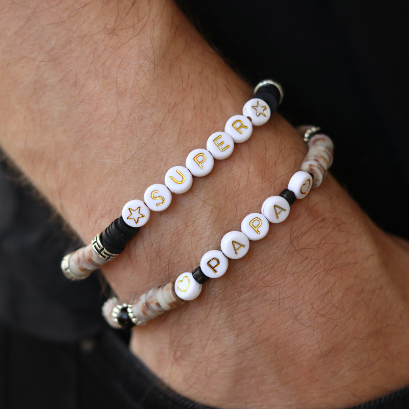 Perles lettres "Papa" pour bracelet à personnaliser