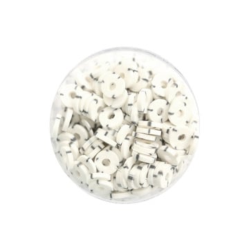 Boite de perles rondelles heishi 6 mm - blanc
