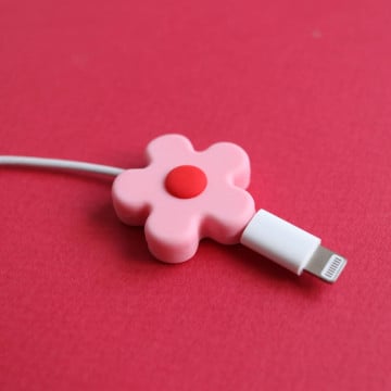 Protège-câble - Fleur rose et rouge