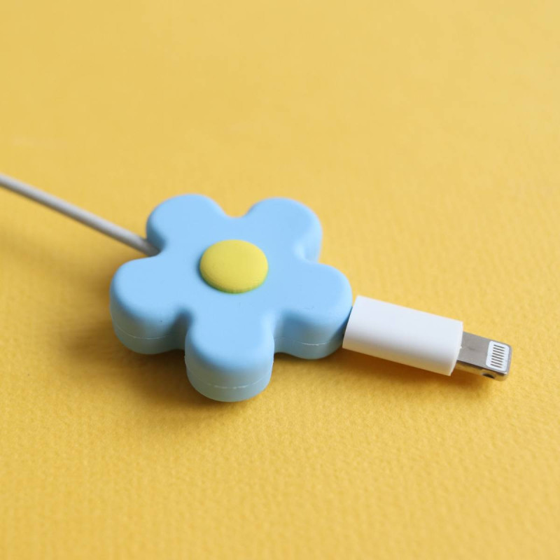Protège-câble - Fleur bleue et jaune