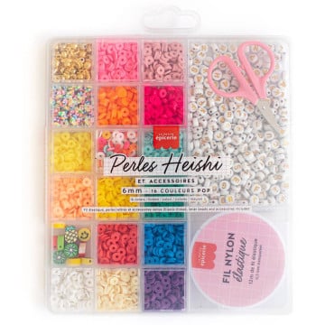 Boîte de 16 couleurs de perles heishi 6 mm - Pop