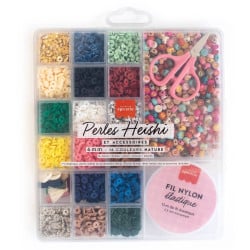 Boîte de 16 couleurs de perles heishi 6 mm - Nature