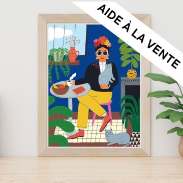 Exemple présentation Petit Pinceau recto/verso - La fille aux chats et Paris avec cadre