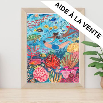 Exemple présentation Petit Pinceau recto/verso - Coral Reef et Maisons colorées avec cadre
