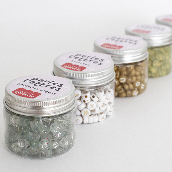 Pot perles lettres – Paillettes or