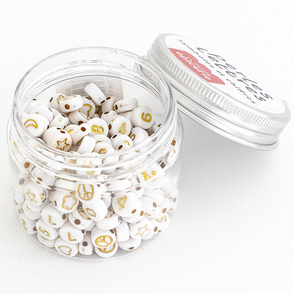 Pot perles lettres – Paillettes or