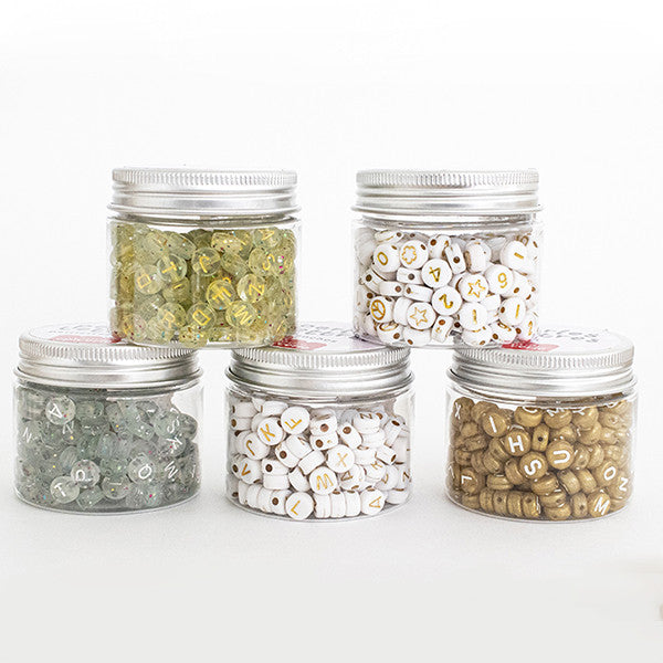 Pot perles lettres – Paillettes or