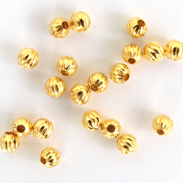 Lot de 20 perles heishi intercalaire - Boule dorée 4x4mm