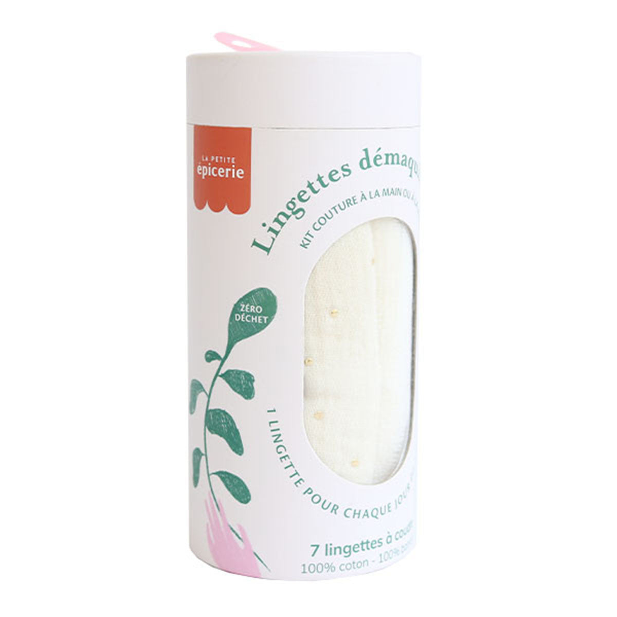 Kit couture - 7 lingettes démaquillantes à coudre - Ecru/Or