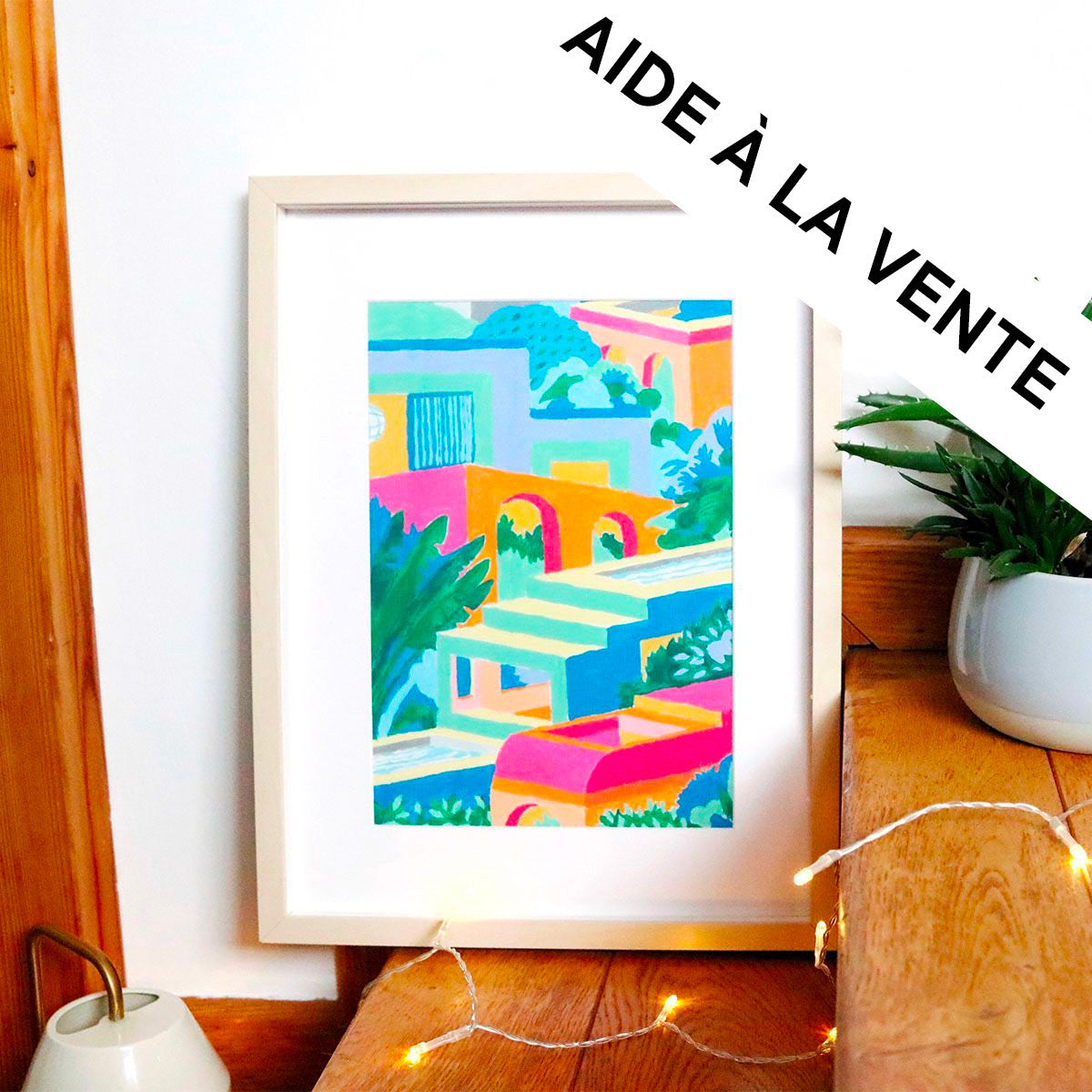 Exemple présentation Petit Pinceau recto/verso - Coral Reef et Maisons colorées avec cadre