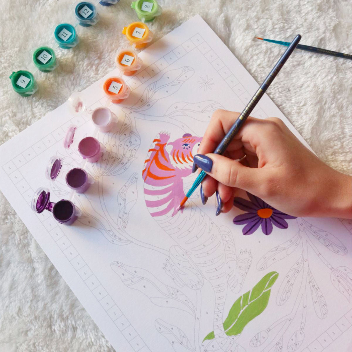 Coffret peinture au numéro - Tigre fleuri par Limistic