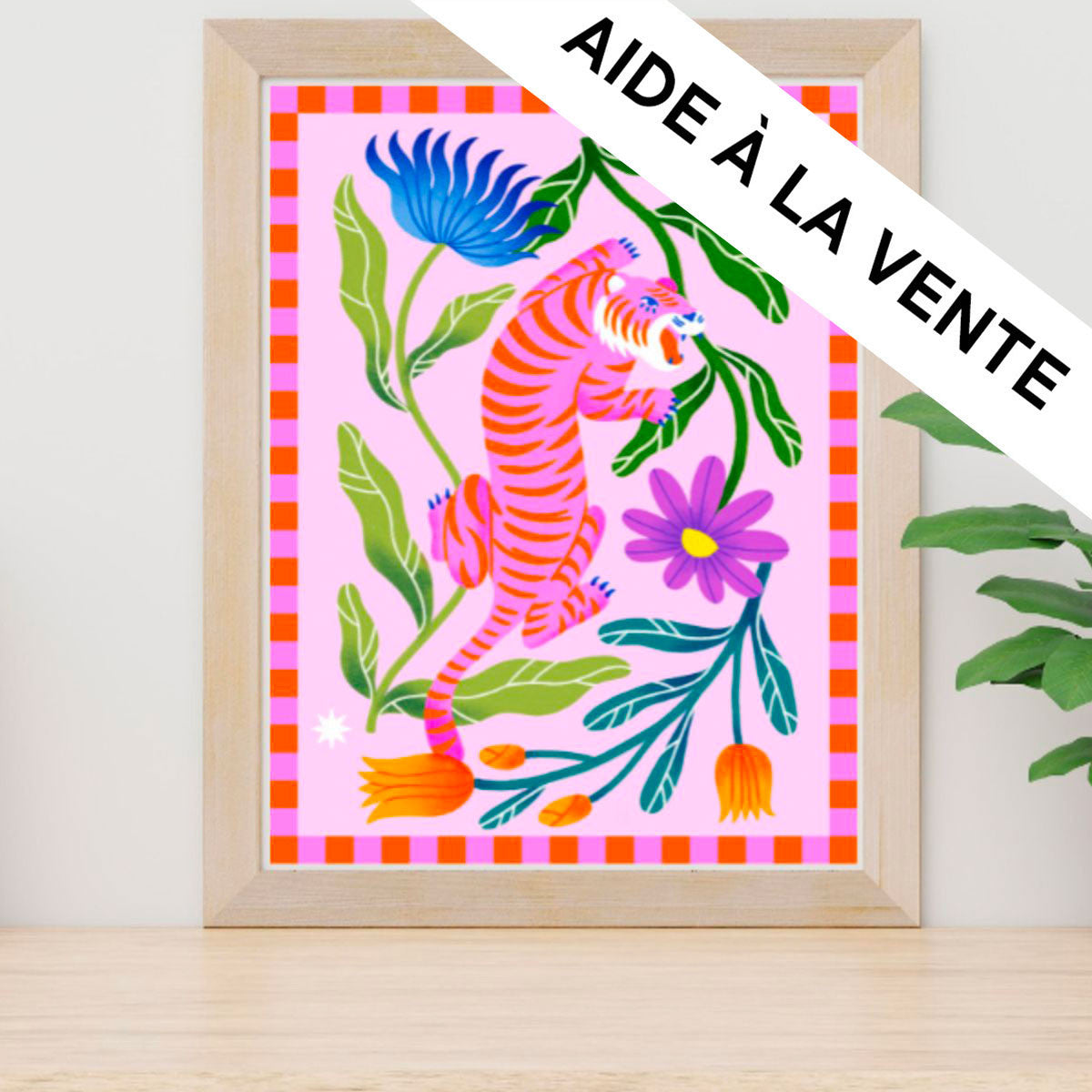 Exemple présentation Petit Pinceau recto/verso - Flower Market et Tigre Fleuri avec cadre