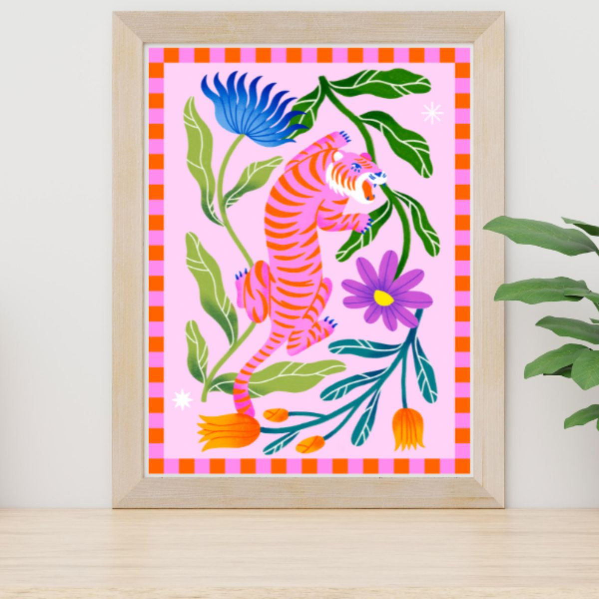 Exemple présentation Petit Pinceau recto/verso - Flower Market et Tigre Fleuri avec cadre