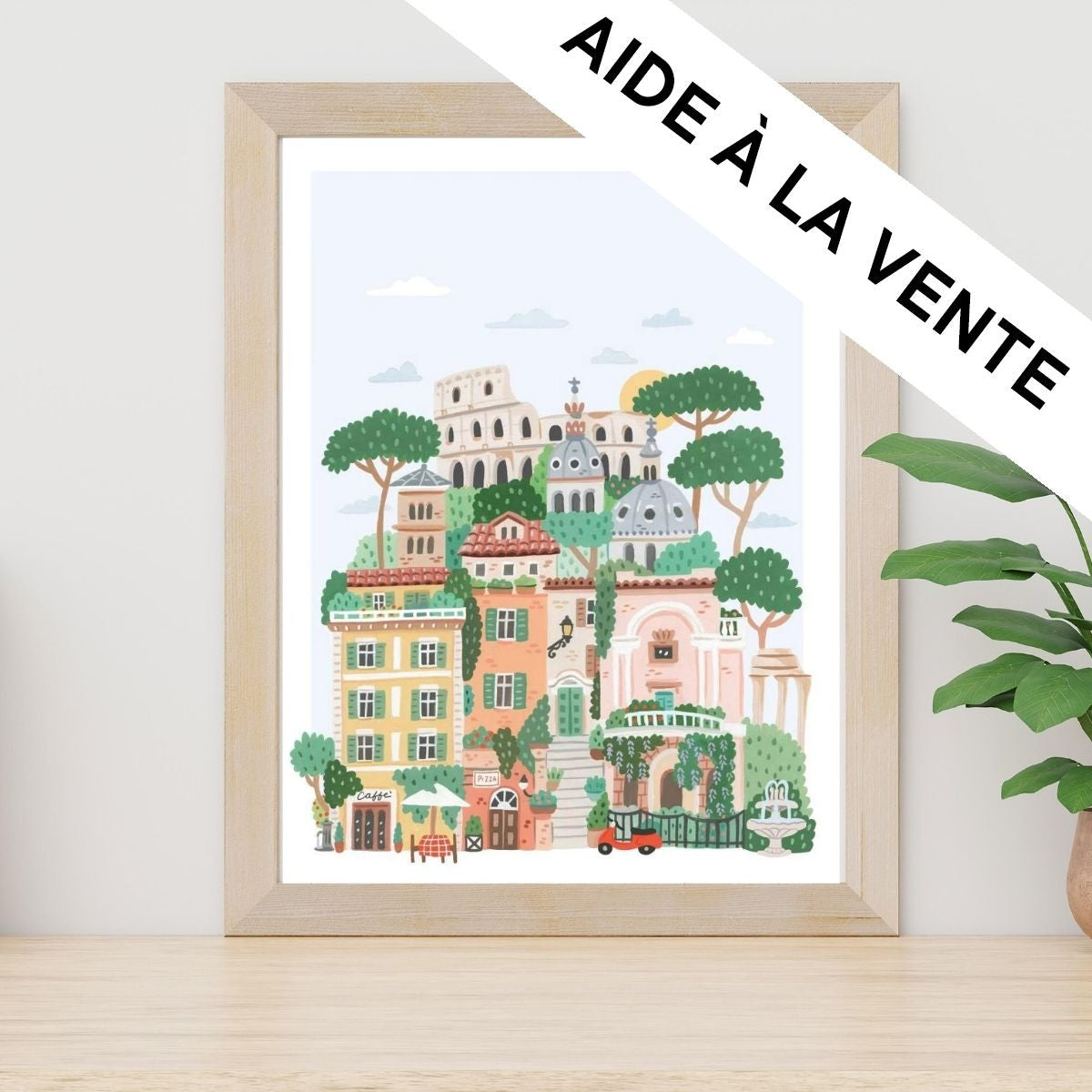 Exemple présentation Petit Pinceau Recto/Verso - Santorin et Rome avec cadre