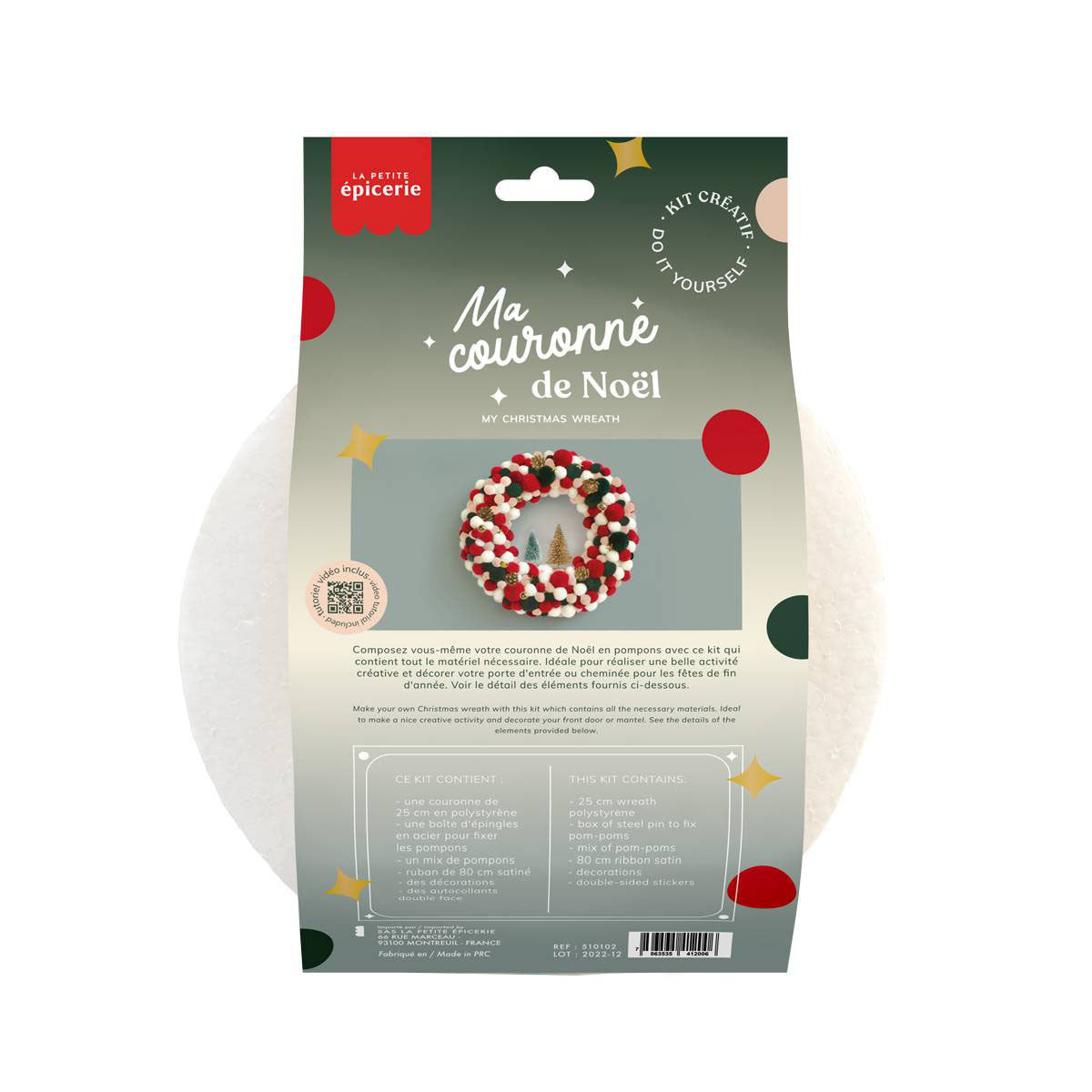 Achat Kit couronne de Noël - Rouge vert