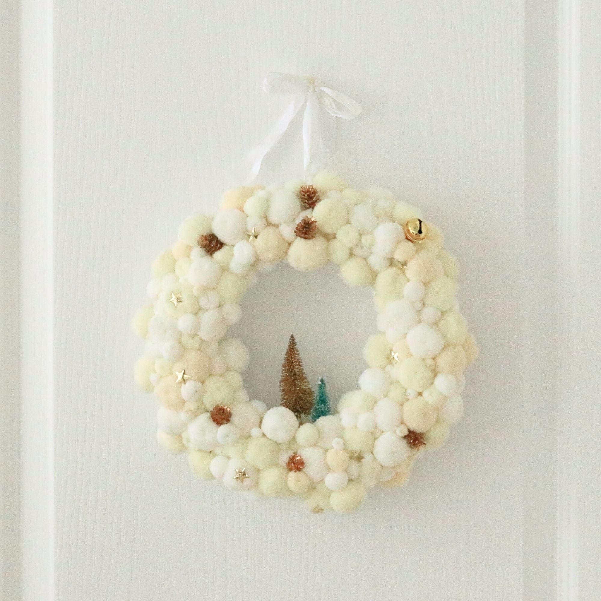 Kit couronne de Noël - Blanc et doré