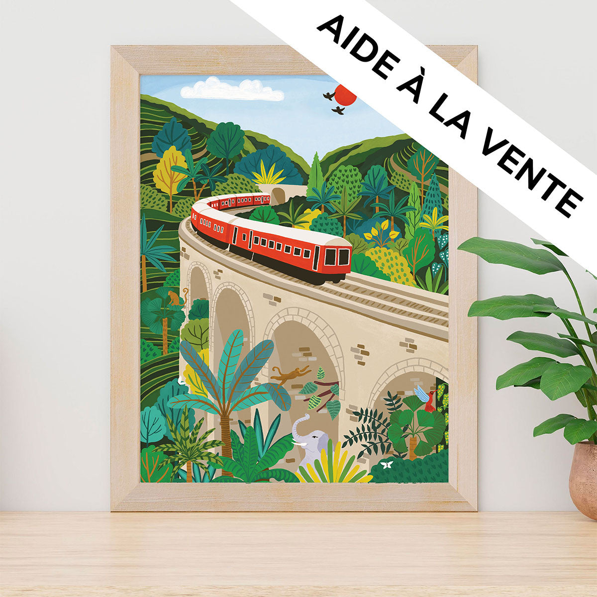 Achat Exemple présentation Petit Pinceau recto/verso - Singapore et Sri-Lanka Train avec Cadre