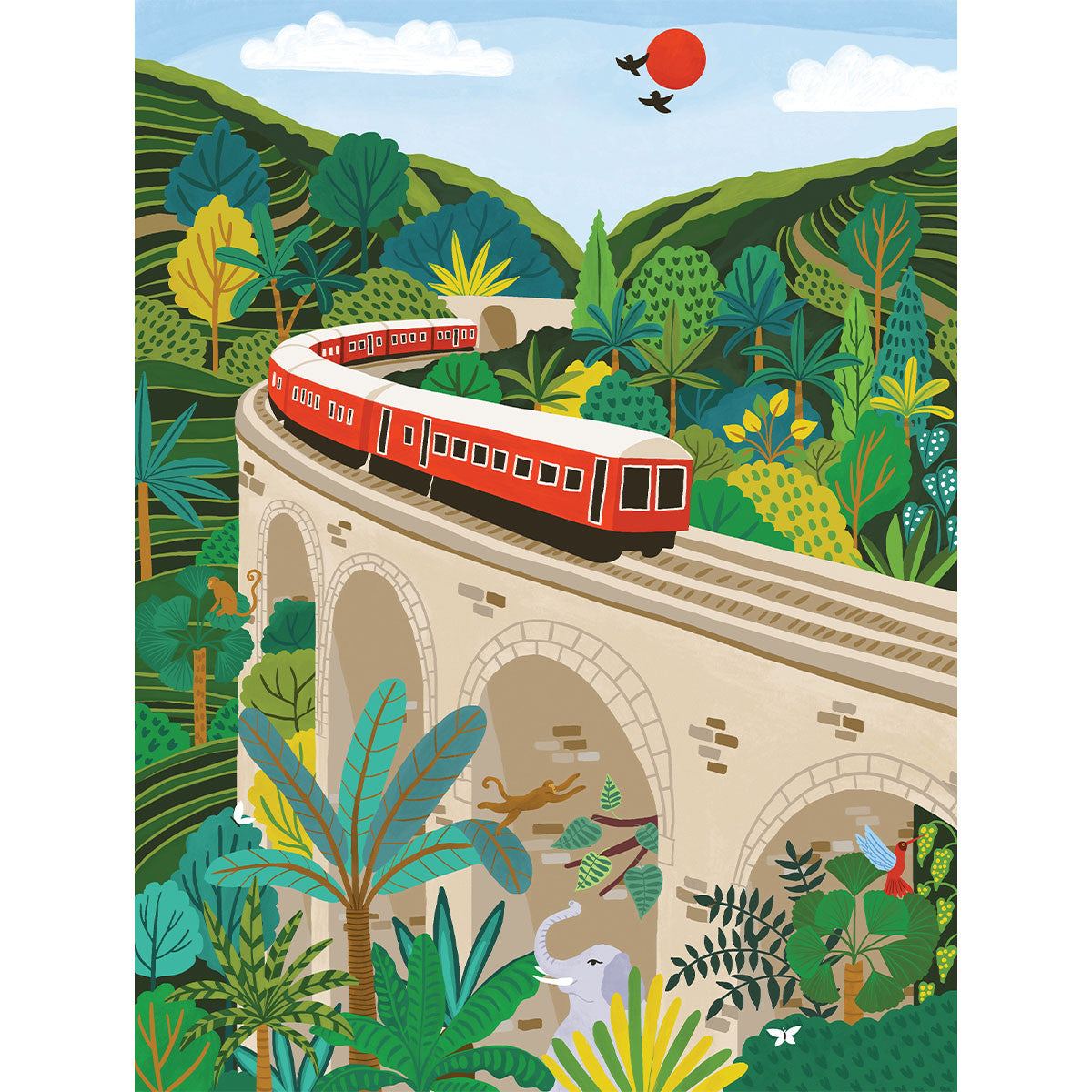 Exemple présentation Petit Pinceau recto/verso - Singapore et Sri-Lanka Train avec Cadre