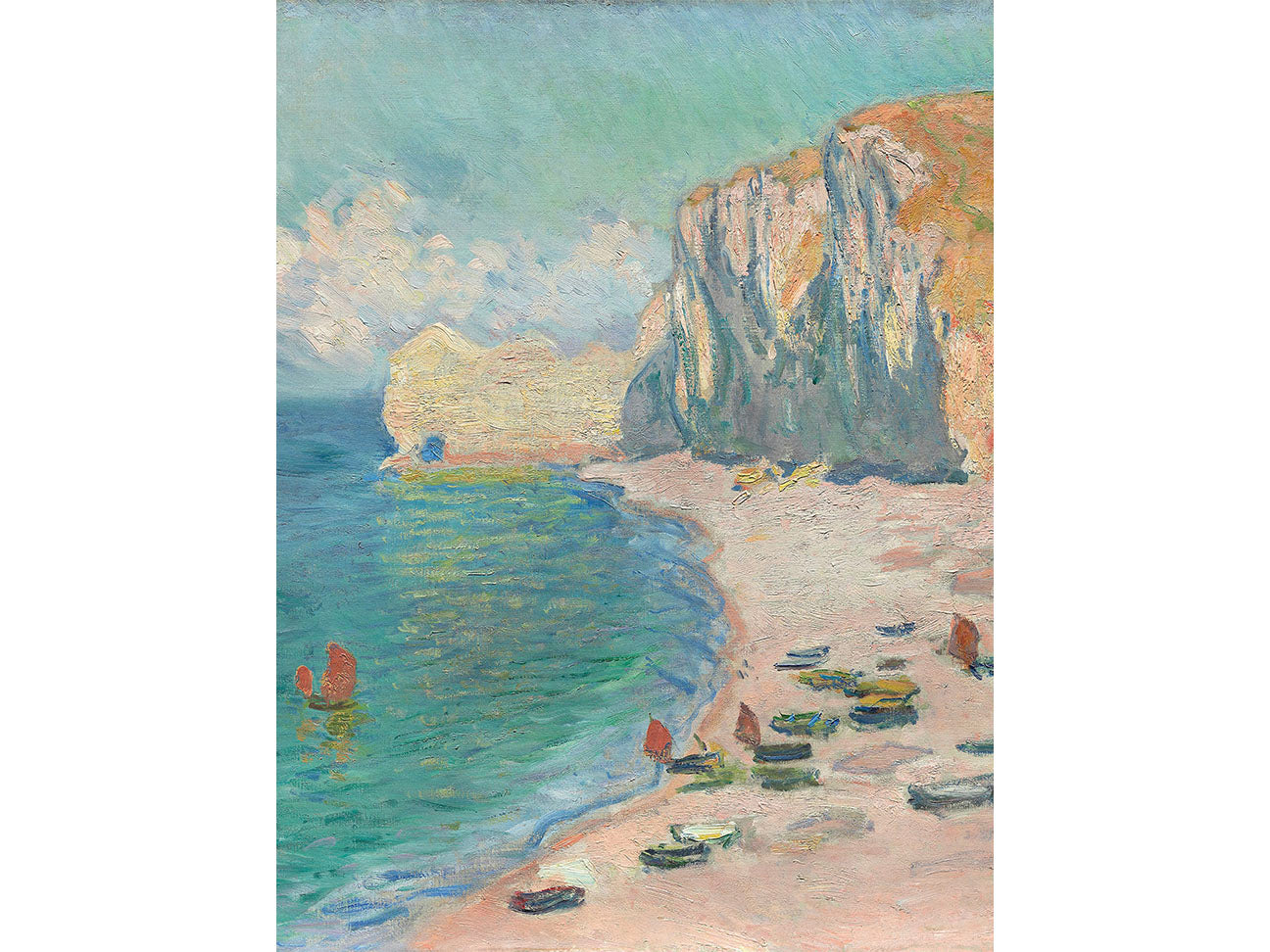 EXEMPLE PETIT PINCEAU - LA PLAGE ET LA FALAISE D'AMONT + LES POISSONS ROUGES