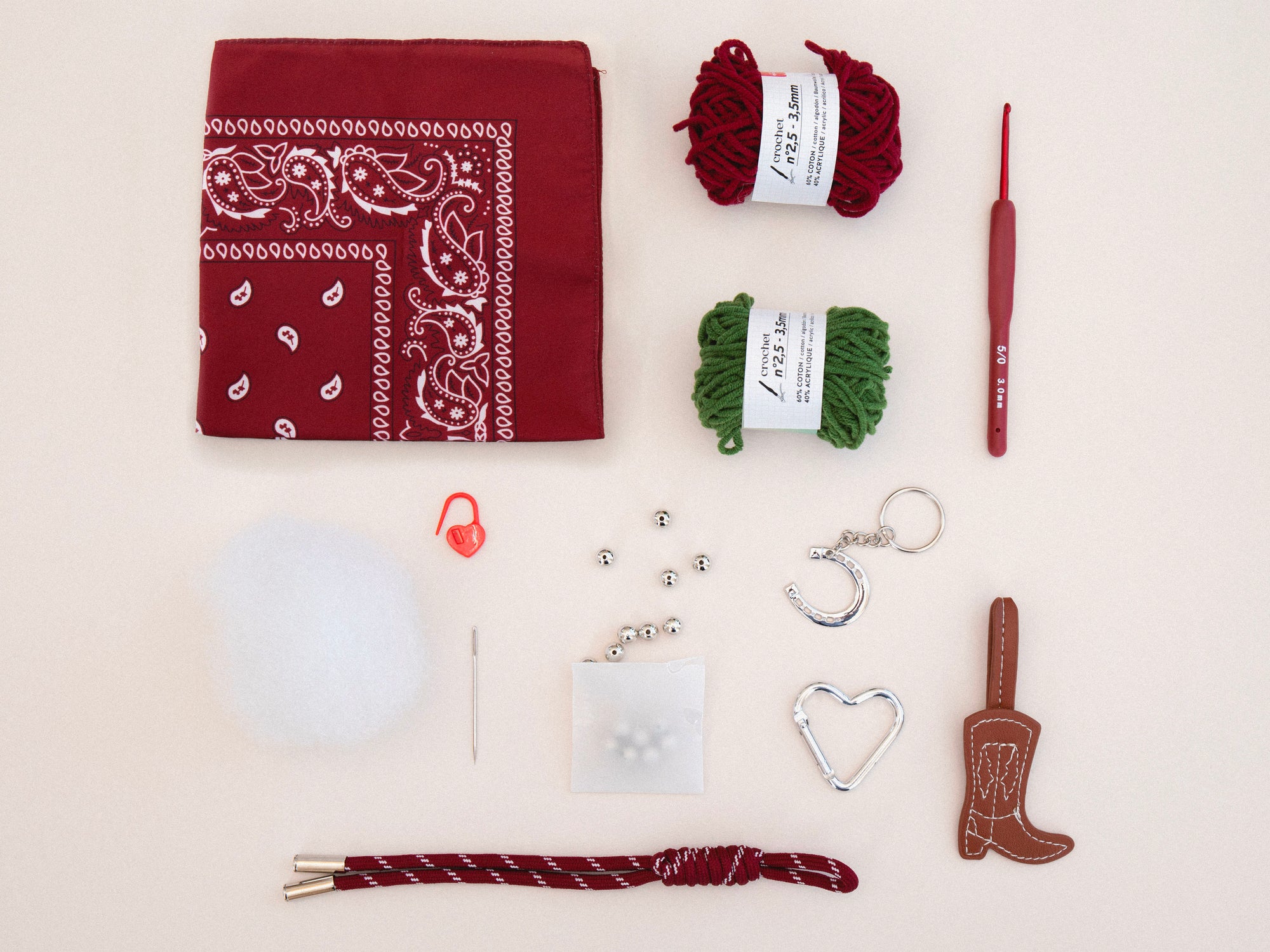 Kit DIY Crochet Bag Charms  - Cherry Cowboy